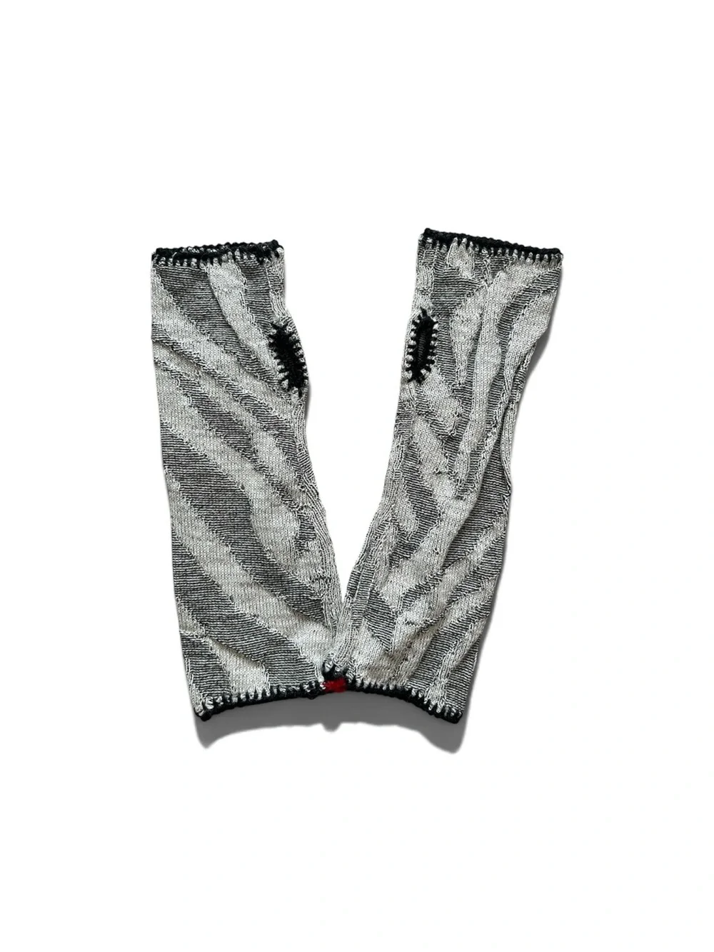 Handmade Vintage Gray Embroidered Floral Arm Warmers